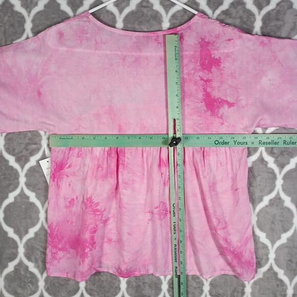 Andree by Unit Cottage Embroidered Flowy Top Pink Women Small - Picture 3 of 7